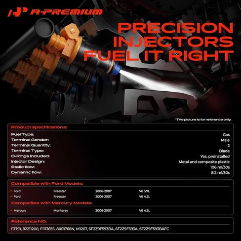 A-Premium 1 Hole Set of 6 Fuel Injectors Compatible with Ford Freestar & Mercury Monterey, 2006 2007, 3.9L 4.2L in Saudi Arabia