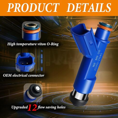 Upgraded 12 Holes 23250-21040 Fuel Injectors Fits for Toyota: Yaris 1.5L L4 2006-2014, OEM # 23250-21040 (4 Pcs) in Kuwait