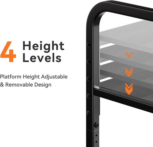 niffgaff 2 Tier Under Desk Printer Stand with Storage, 22" Rolling Printer Cart with Lockable Wheels, Height Adjustable Shelf for Home Office, Black in Kuwait