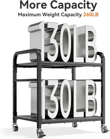 niffgaff 2 Tier Under Desk Printer Stand with Storage, 22" Rolling Printer Cart with Lockable Wheels, Height Adjustable Shelf for Home Office, Black in Kuwait