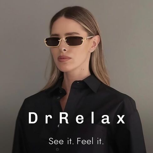 DrRelax نظارات شمسية مستطيلة صغيرة للنساء إطار نصف معدني عتيق نظارات شمسية للقيادة 90's Y2k مستطيلة in Kuwait