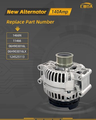 06H903016L New Alternator 140Amp Compatible With Audi A4 A4 Quattro 2009-2012, A5 2010-2013, A5 Quattro 2010-2012, S4 10, Q5 2011-2012, 2.0L 3.0L 06H-903-016LX in Kuwait