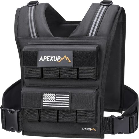 APEXUP Adjustable Weighted Vest Men 20lbs/30lbs/40lbs Weights with Reflective Stripe, Weight Vest Woman Workout Vest for Strength Training Running Walking in Kuwait