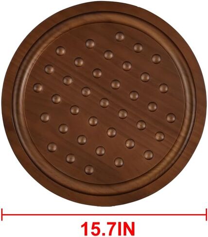 مجموعة ألعاب سوليتير كبيرة مصنوعة يدويًا من الرخام الخشبي الصلب مع 36 كرة من الرخام الطبيعي ألعاب لوحية مستديرة سميكة كلاسيكية للبالغين ليلة اللعب (جوز، متوسط) in Kuwait