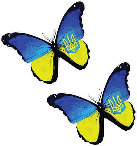 WSQ 2-Pack Ukraine Grunge Flag Butterfly I Stand with Ukraine Україна Vinyl Sticker Decal - 4 Inches - for Car Truck SUV Van Window Bumper Wall Laptop Tablet Cup Tumbler and Any Smooth Surface in Saudi Arabia