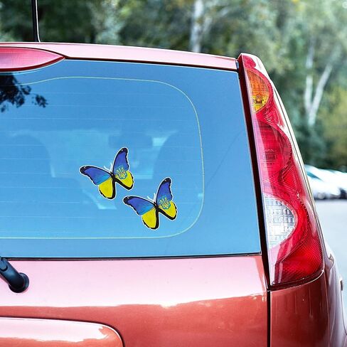WSQ 2-Pack Ukraine Grunge Flag Butterfly I Stand with Ukraine Україна Vinyl Sticker Decal - 4 Inches - for Car Truck SUV Van Window Bumper Wall Laptop Tablet Cup Tumbler and Any Smooth Surface in Saudi Arabia