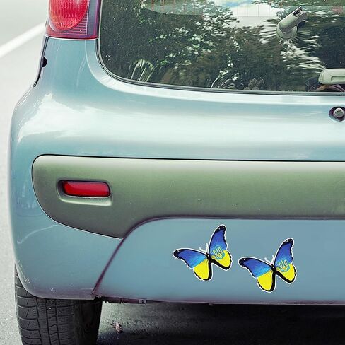 WSQ 2-Pack Ukraine Grunge Flag Butterfly I Stand with Ukraine Україна Vinyl Sticker Decal - 4 Inches - for Car Truck SUV Van Window Bumper Wall Laptop Tablet Cup Tumbler and Any Smooth Surface in Saudi Arabia