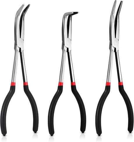 3 Pcs 11 Inch Needle Nose Pliers Set 25° 45° 90° Bent Nose Pliers for Commodity Production, Hardware Bending and Electronic Assembly in Saudi Arabia