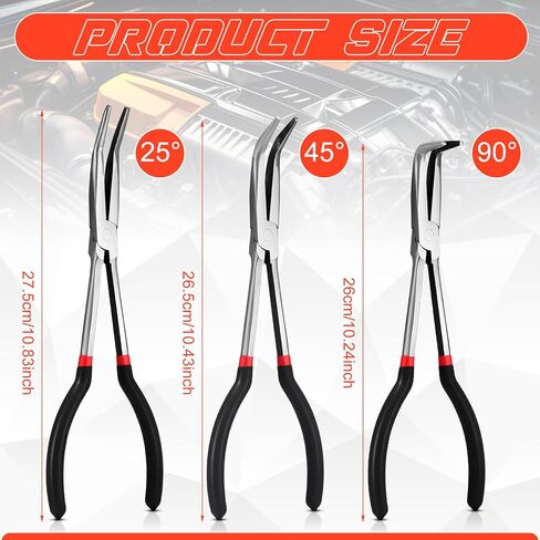 3 Pcs 11 Inch Needle Nose Pliers Set 25° 45° 90° Bent Nose Pliers for Commodity Production, Hardware Bending and Electronic Assembly in Saudi Arabia