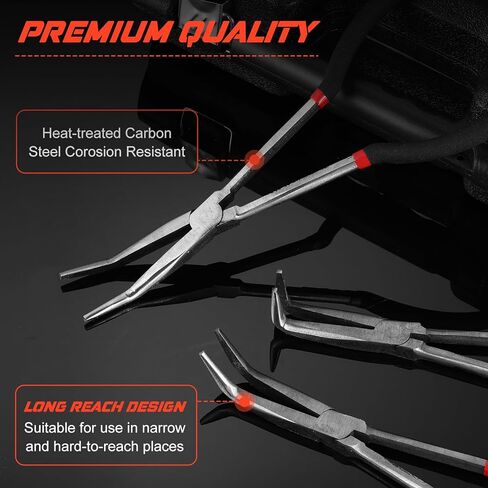 3 Pcs 11 Inch Needle Nose Pliers Set 25° 45° 90° Bent Nose Pliers for Commodity Production, Hardware Bending and Electronic Assembly in Saudi Arabia