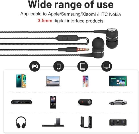 5 Pack Wired Earbuds with Microphone, in-Ear Headphones with Heavy Bass, Adjustable Volume, High Sound Quality Earphones Ear Buds for Laptop iPad MP3 Android Smartphones Fits All 3.5mm Jack Device in Kuwait