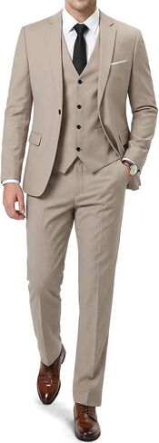 YND Men's Slim Fit 3 Pieces Suit, One Button Solid Jacket Pants Set with Tie for Wedding Party Business Prom in Kuwait