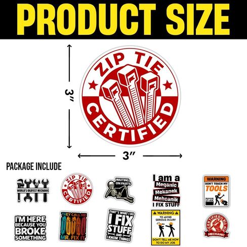 [ 10pcs-3''] Mechanic Sticker Pack, Funny Hard Hat Sticker, Technician Electrician Construction Gift for Men, Decoration for Toolbox Hard Hat Water Bottle Car Truck Vehicle Vinyl Decal in Kuwait