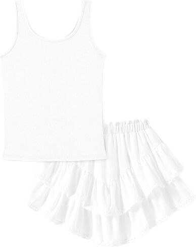 PATPAT Girls Trendy Clothes 6-14 Years Sleeveless Crop Tops and Skirts 2 Piece Outfits Teen Girl Summer Western Outfits in Kuwait