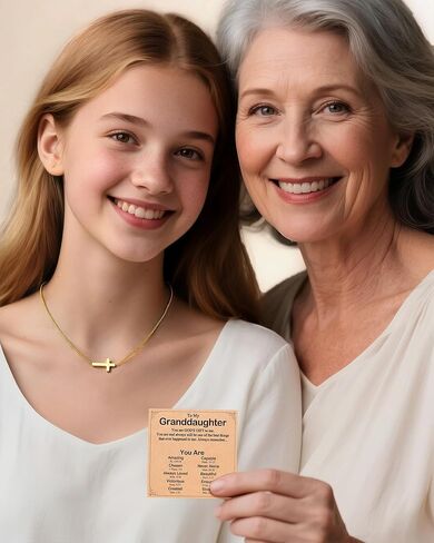 أنت هدية الله لي - قلادة متقاطعة من الذهب عيار 14 قيراط للحفيدة، هدايا عيد الميلاد وعيد الفصح للمراهقات والفتيات in Kuwait