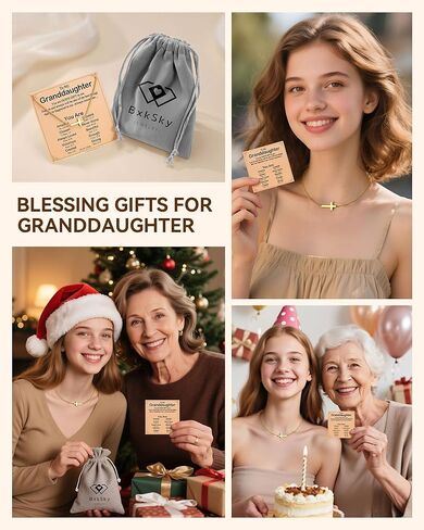 أنت هدية الله لي - قلادة متقاطعة من الذهب عيار 14 قيراط للحفيدة، هدايا عيد الميلاد وعيد الفصح للمراهقات والفتيات in Kuwait