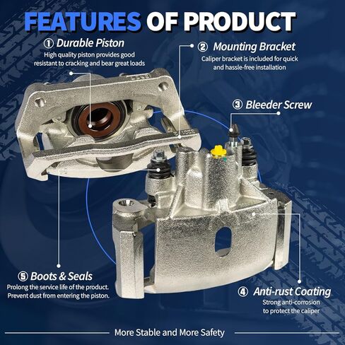 Maxfavor 18B4836 Brake Caliper Set Compatible with Dodge 2004-2009 Durango 2003-2010 Ram 1500 for Ram 2011-2018 1500 2007-2009 Chrysler Aspen Disc Brake Calipers Assembly w/Bracket Rear Right in Saudi Arabia