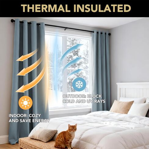 PrinceDeco 100% Blackout Curtains for Bedroom 63 Inches Long, Grommet Living Room Drapes, Thermal Insulated Blackout Curtains 2 Panels Set,Jacquard-Woven,55" W x63 L, Sage in Kuwait