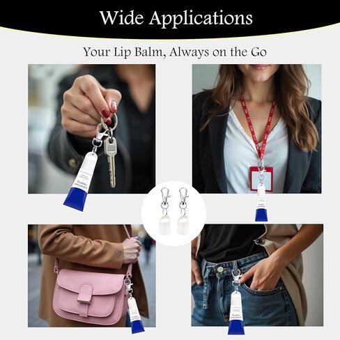 【4 Pack】 Keychain Caps Compatible with Vaseline 0.35Oz Lip Balm, Portable Keychain Holders for Lip Balm, Fit Lip Gloss Case Accessory in Kuwait