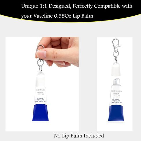 【4 Pack】 Keychain Caps Compatible with Vaseline 0.35Oz Lip Balm, Portable Keychain Holders for Lip Balm, Fit Lip Gloss Case Accessory in Kuwait