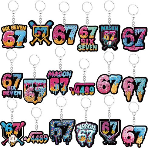 Nosiny 18 Pack 67 Ice Cream Drip Meme Keychain Set Popular Saying Novelty Bag Charms for Meme Lovers, Backpack Accessories, Teen Boys Girls Party Favors Gift Ideas in Saudi Arabia