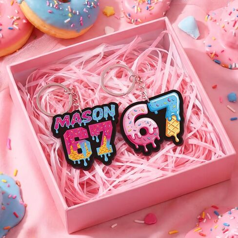 Nosiny 18 Pack 67 Ice Cream Drip Meme Keychain Set Popular Saying Novelty Bag Charms for Meme Lovers, Backpack Accessories, Teen Boys Girls Party Favors Gift Ideas in Saudi Arabia