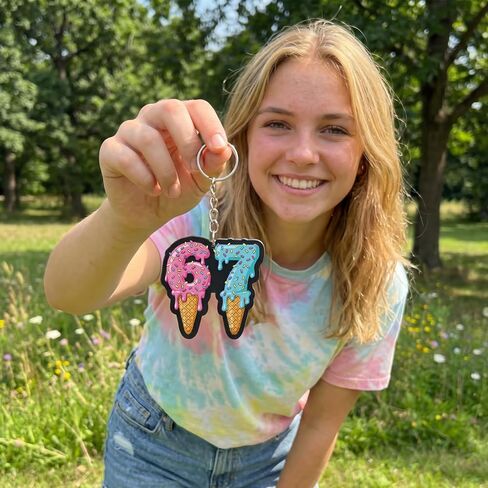 Nosiny 18 Pack 67 Ice Cream Drip Meme Keychain Set Popular Saying Novelty Bag Charms for Meme Lovers, Backpack Accessories, Teen Boys Girls Party Favors Gift Ideas in Saudi Arabia