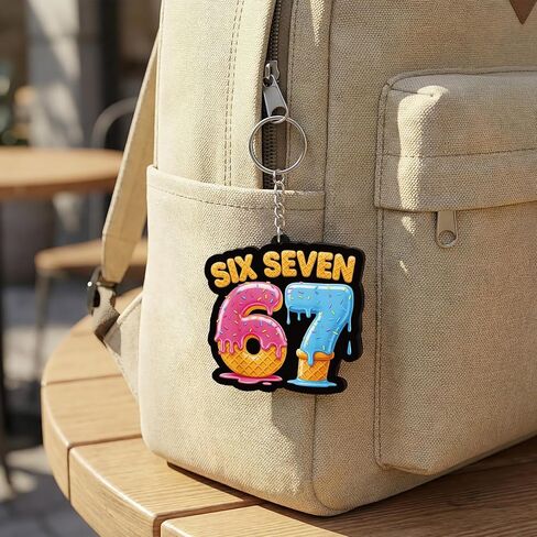 Nosiny 18 Pack 67 Ice Cream Drip Meme Keychain Set Popular Saying Novelty Bag Charms for Meme Lovers, Backpack Accessories, Teen Boys Girls Party Favors Gift Ideas in Saudi Arabia