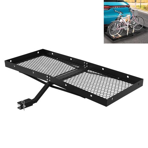 Trailer Hitch Cargo Carrier Rack | Folding Cargo Carrier Hitch Mount 500 Lbs Cap. Tow Hitch Cargo Carrier | Cargo Racks for Trailer Hitch,Non-Folding Shank in Kuwait