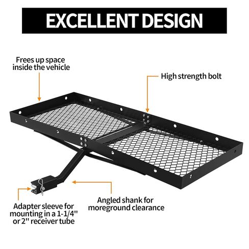 Trailer Hitch Cargo Carrier Rack | Folding Cargo Carrier Hitch Mount 500 Lbs Cap. Tow Hitch Cargo Carrier | Cargo Racks for Trailer Hitch,Non-Folding Shank in Kuwait