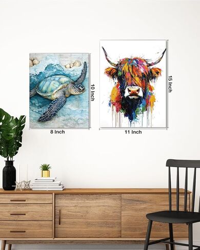 Coastal Sea Turtle Canvas Wall Art Turtle Nautical Ocean Theme Print Poster Framed Picture Painting for Home Beach House Bedroom Wall Decor 8x10 Inch in Saudi Arabia