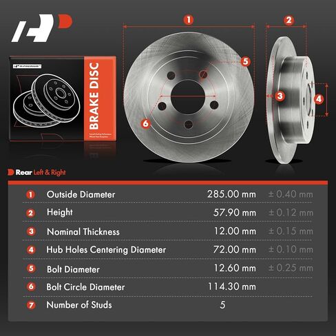 A-Premium 11.22 inch (285mm) Rear Solid Disc Brake Rotors Compatible with Select Jeep Models - Liberty 2003-2007, TJ 2003-2006, Wrangler 2003-2006, 2-PC Set in Saudi Arabia