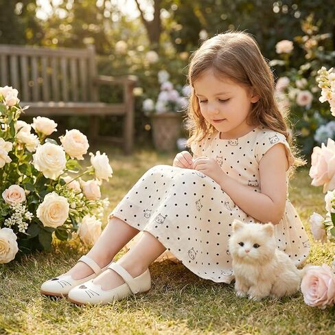 Toddler Girls Mary Jane Shoes Cute Cat Princess Flats Kids Dress Shoes with Hook and Loop Strap for Party Wedding School in Saudi Arabia