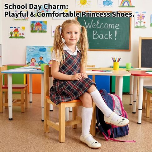 Toddler Girls Mary Jane Shoes Cute Cat Princess Flats Kids Dress Shoes with Hook and Loop Strap for Party Wedding School in Saudi Arabia