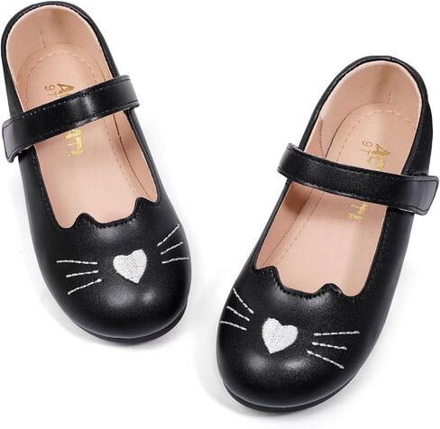 Toddler Girls Mary Jane Shoes Cute Cat Princess Flats Kids Dress Shoes with Hook and Loop Strap for Party Wedding School in Kuwait