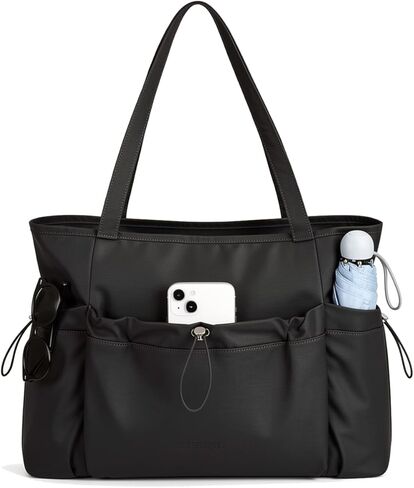 Puffer Tote Bag for Women, Lightweight Quilted Work Shoulder Bag with Water Bottle Pocket for Travel, Office, Carry On | with drawstring, Soft shoulder strap in Saudi Arabia