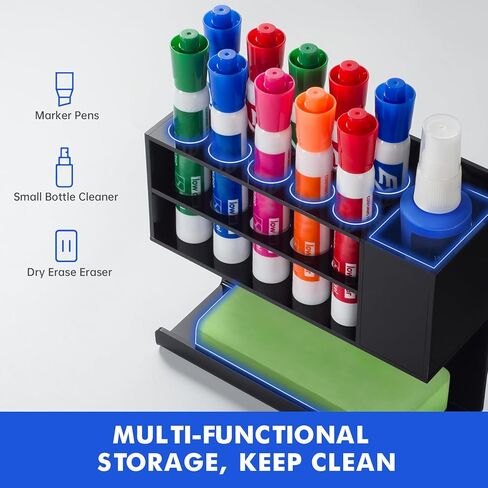 حامل قلم مغناطيسي للمسح الجاف للسبورة البيضاء، حامل قلم مغناطيسي أكريليك مثبت على الحائط، كوب حامل قلم رصاص مغناطيسي أسود لثلاجة الثلاجة، المكتب، ملحقات الخزانة للفصل الدراسي in Kuwait