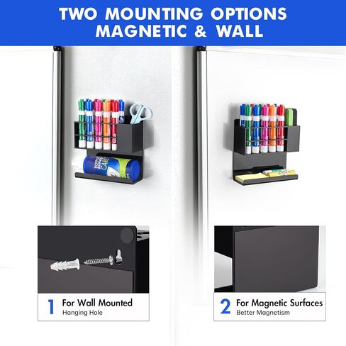 حامل قلم مغناطيسي للمسح الجاف للسبورة البيضاء، حامل قلم مغناطيسي أكريليك مثبت على الحائط، كوب حامل قلم رصاص مغناطيسي أسود لثلاجة الثلاجة، المكتب، ملحقات الخزانة للفصل الدراسي in Kuwait