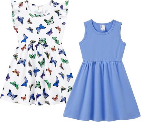 PATPAT Toddler Girl's Floral Dress Ruffle Sleeve Dress for Girl Sets Pack of 2/3 Casual Dresses Set 2-10 Years in Saudi Arabia