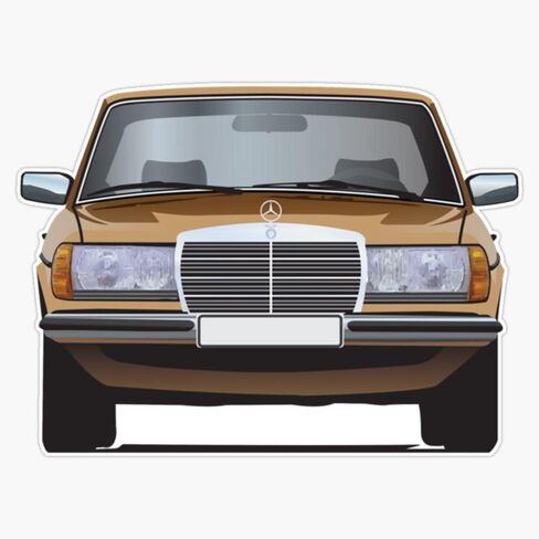 MAGNET Gold MB W123 illustration Classic Magnet Vinyl Magnetic Sticker Size 5" in Saudi Arabia