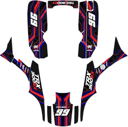 Graphics Kit for Honda TRX 300EX (1993-2006) Electron Series Red 16 Mil- ATV UTV Custom Racing Graphics Stickers Decals Kit, no-plastics in Saudi Arabia