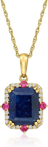 قلادة روس سيمونز من الياقوت الأزرق 4.20 قيراط مع 0.20 قيراط. t.w. الياقوت الوردي والأبيض من الذهب عيار 18 قيراطًا فوق الجنيه الاسترليني. 18 بوصة in Kuwait