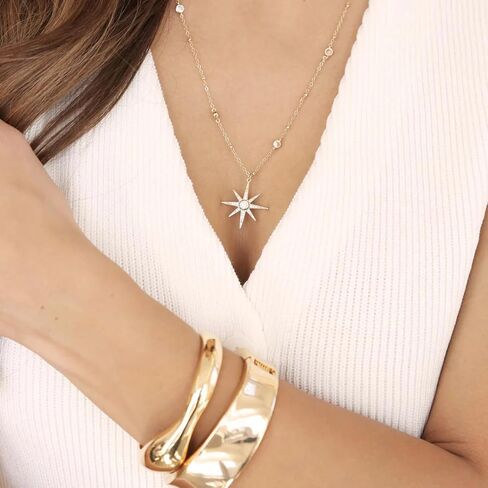 Ettika Gold Starburst Pendant Necklace. Long Necklaces for Women. 18k Gold Plated Necklace. Jewelry, Gifts For Women in Saudi Arabia