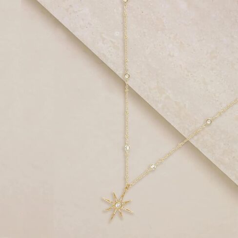 Ettika Gold Starburst Pendant Necklace. Long Necklaces for Women. 18k Gold Plated Necklace. Jewelry, Gifts For Women in Saudi Arabia