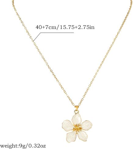 White Flower Necklace for Women Floral Pendant Necklaces Dainty Statement Necklace Choker Necklaces Floral Jewelry in Saudi Arabia