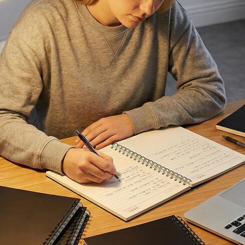 SOUJAP 10 PCS A5 Lined Spiral Notebook, 5.5 x 8.2 inch Black 80gsm Thick Journal Notepad for Writing, 100 Sheets, 200 Pages in Saudi Arabia