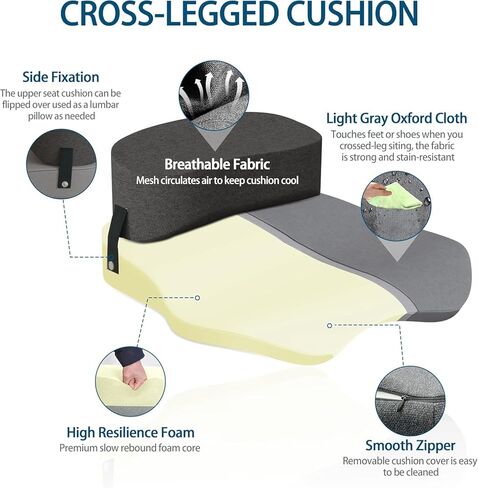 Seat Cushion for Office Chairs - Cross Legged Yoga Meditation Cushion Floor Pillows Yoga Enthusiasts Chair Cushion for Adults Long Sitting, Detachable of 2 PCS in Kuwait