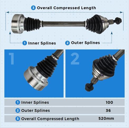 Front Left Driver Side CV Axle Shaft for 2005-2017 VW Volkswagen Jetta w/Manual Transmission in Saudi Arabia