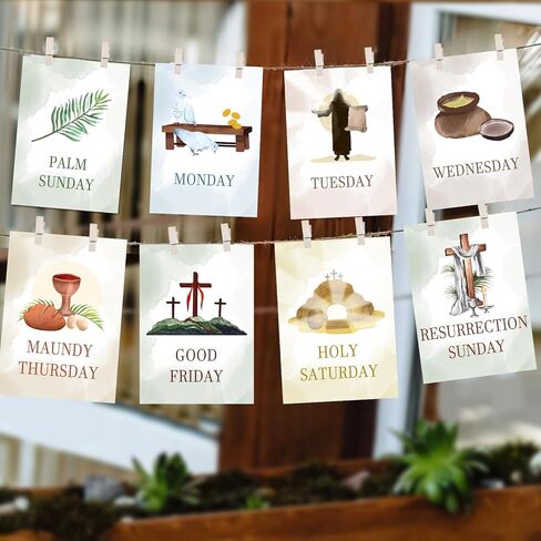 ANTING عيد الفصح قصة الأسبوع المقدس بطاقات العد التنازلي راية الديكور، الكتاب المقدس يسوع الأسبوع الماضي قيامة المسيح الكفارة الأسبوع المقدس الكتاب المقدس الديني in Kuwait