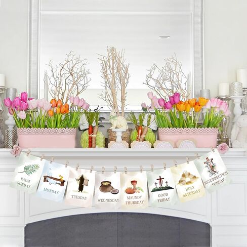 ANTING عيد الفصح قصة الأسبوع المقدس بطاقات العد التنازلي راية الديكور، الكتاب المقدس يسوع الأسبوع الماضي قيامة المسيح الكفارة الأسبوع المقدس الكتاب المقدس الديني in Kuwait